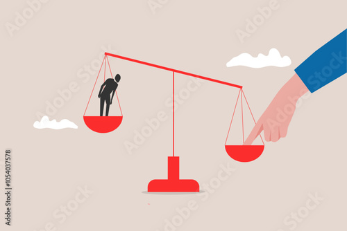 The finger push the scale. concept of  Finger illegally influencing the legal system for an unfair advantage