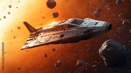 Cartoon Spaceship Adventurously Zooming Through Space photo
