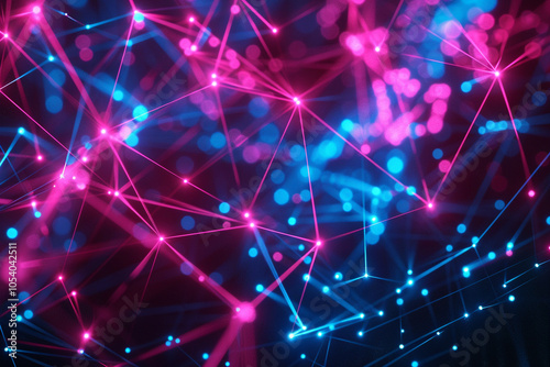 Abstract Neon Lines and Dots