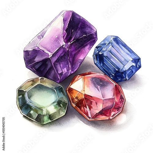 Colorful gemstones, white isolate background photo