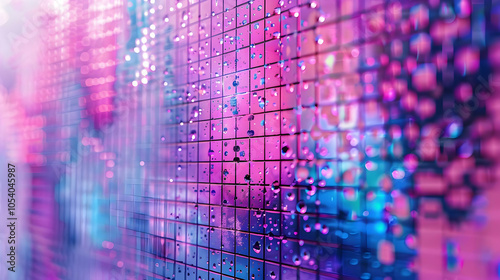 Wallpaper Mural Abstract pink and blue tiled wall with water droplets. Torontodigital.ca