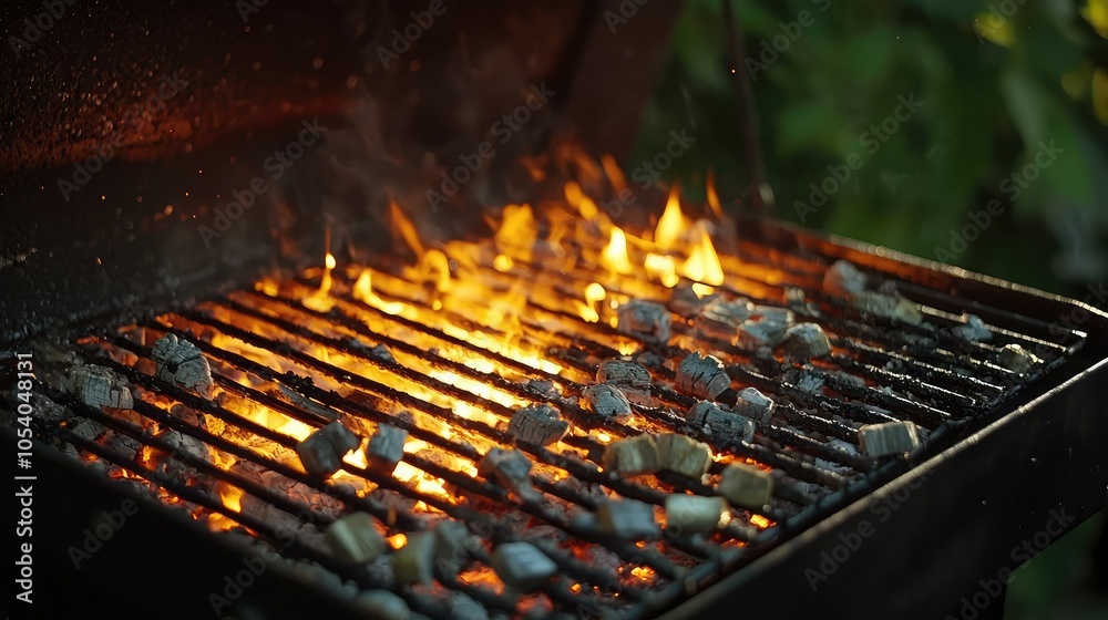 Glowing Embers in a Barbecue Grill at Sunset Glowing Embers in a Barbecue Grill at Sunset