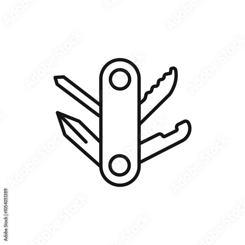 Swiss Knife icon outline collection or set in black and white