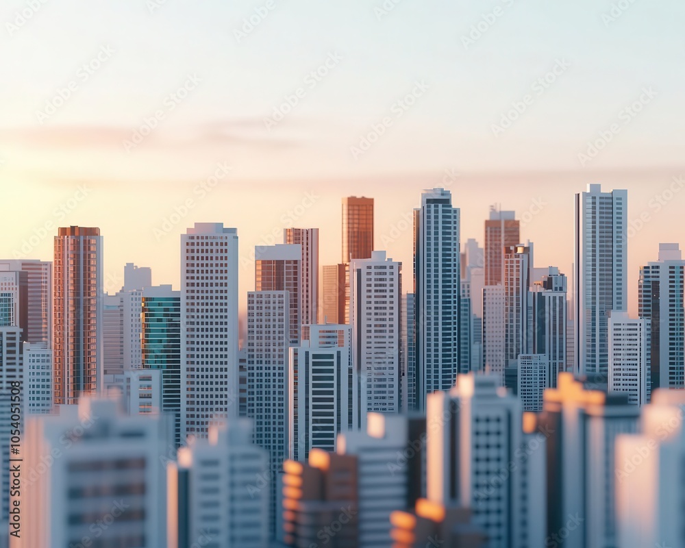 Fototapeta premium Futuristic cityscape showcasing insurtech offices, techforward city