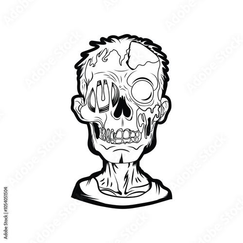 zombie head vector artwork for digital printing