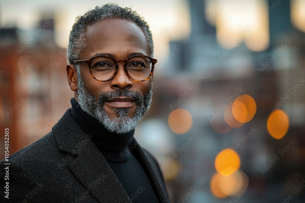 Close-up Portrait of a Confident Black Man with Graying Hair and Beard Close-up Portrait of a Confident Black Man with Graying Hair and Beard