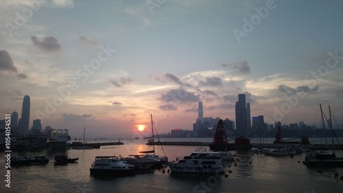 Photography sunset over the harbor