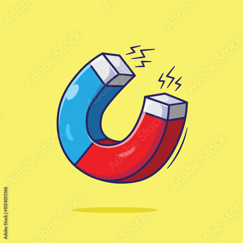 Drawing cartoon vector of cute horseshoe magnet magnetic made by metal steel instrument concept