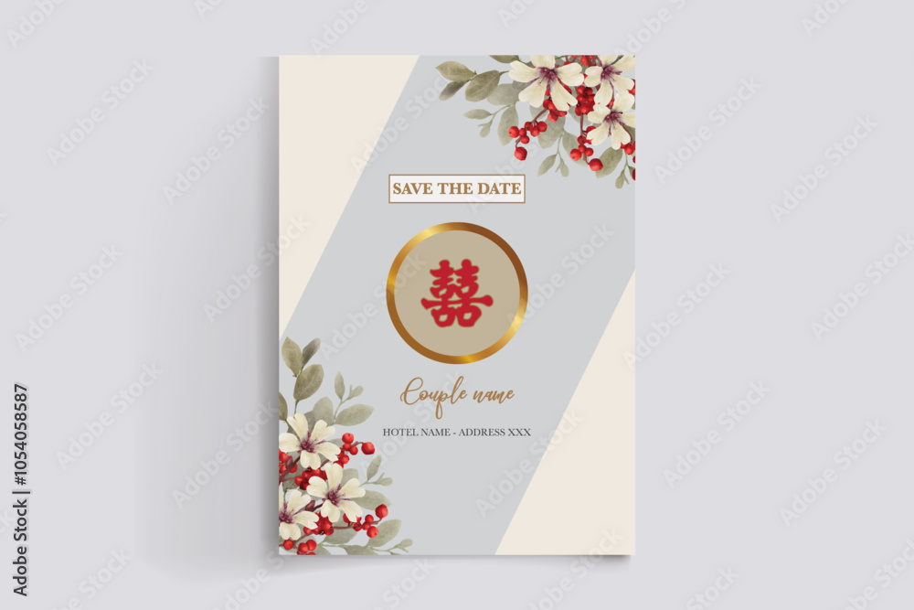 Obraz premium BRIDAL SHOWER FLORAL INVITATION TEMPLATE