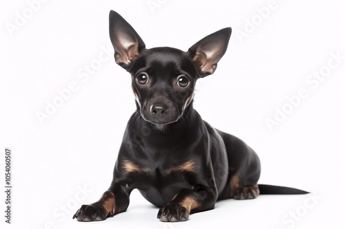 Elegant Black Dog with Large Ears on White Background