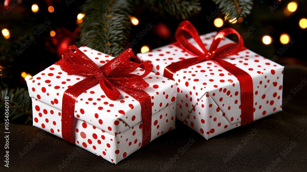 Obraz premium Wrapped Christmas Presents Under a Tree