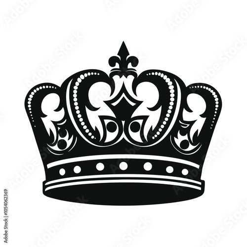 King & Queen Crown vector silhouette icon with Transparent Background Clipart.