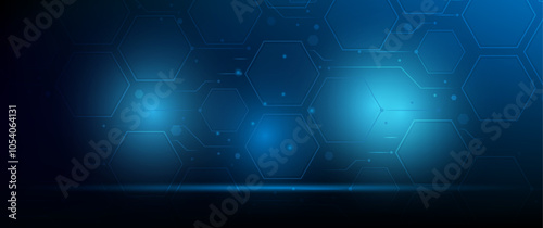 Abstract futuristic - Molecules technology with polygonal shapes on dark blue background. Illustration Vector design digital technology concept. internet network connection design for website.	
