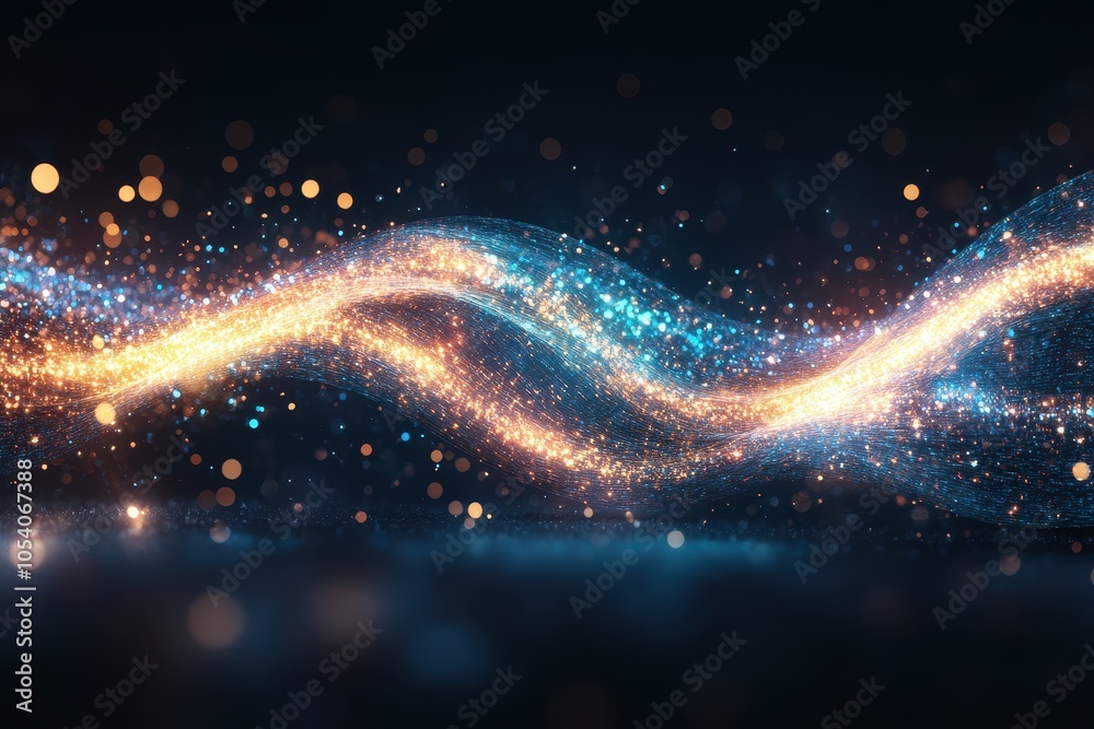 Fototapeta premium Digital Light Waves Sweeping Across a Screen