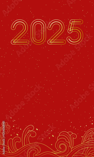 Chinese 2025 Year of the Snake festive red poster background