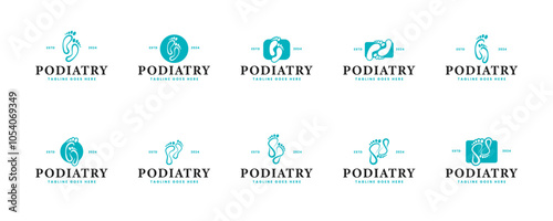 Set of podiatry clinic logo collection for foot health design illustration idea
