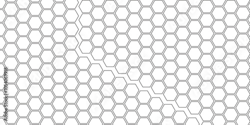 Vector geometric seamless texture symbol. Hexagon, bees hive cells pattern. Bee honey shapes. Abstract pattern with hexagonal white and gray technology line paper background.   Stylish grid texture. 