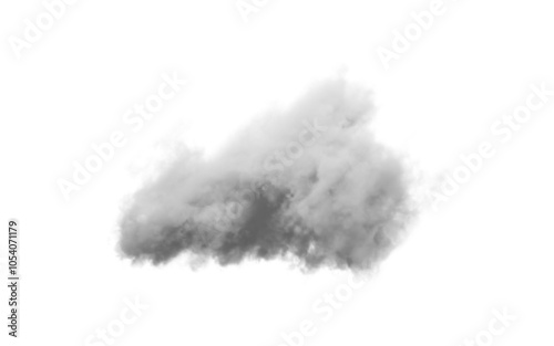 Hanging cloud on transparent background. Digital 3D render, no AI.