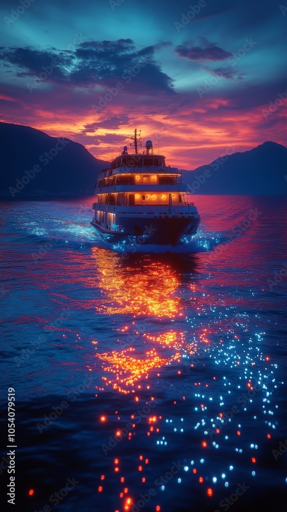 Fototapeta premium City skyline with colorful lights