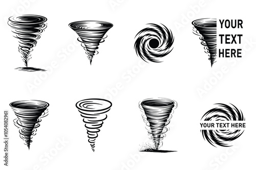 Tornado Silhouette set. Collection of Tornado.