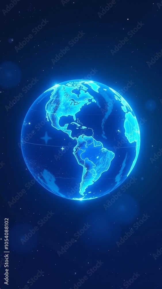 Fototapeta premium A blue and white globe with the continents of North America and South America