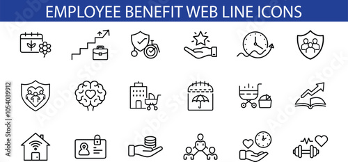 Employee Benefit Web Line Icon Set Design