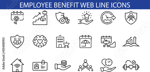 Employee Benefit Web Line Icons Set Design
