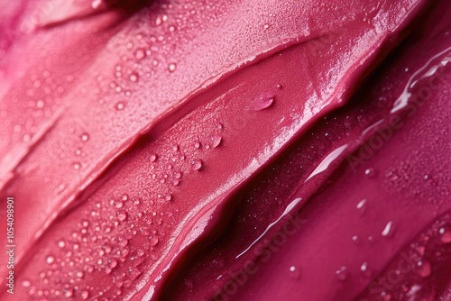 Close-Up of Pink Lipstick with Water Droplets photo