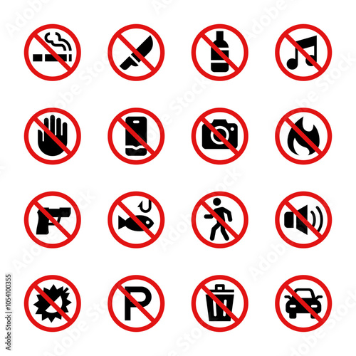 no,ban,prohibition sign set