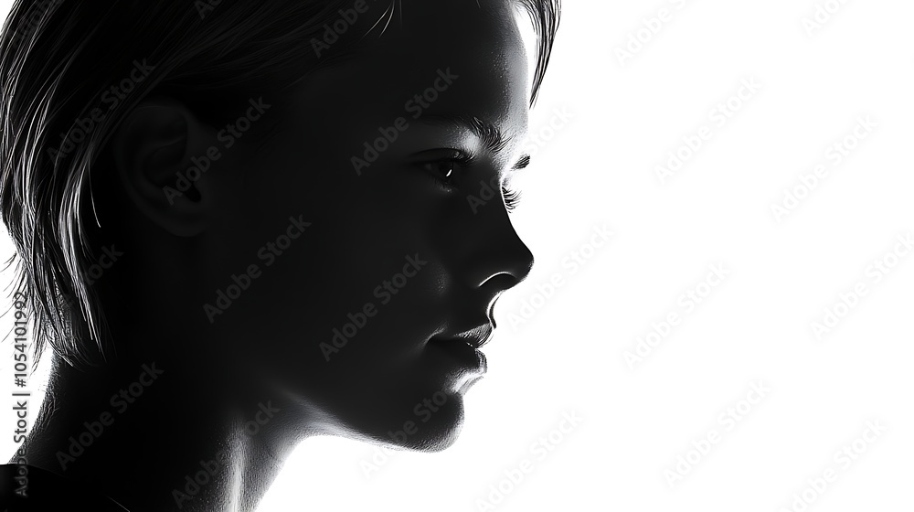 Fototapeta premium Grayscale Profile of Young Athlete in Silhouette