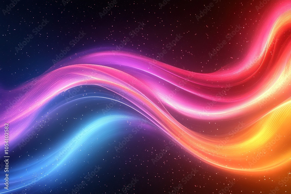 Abstract colorful glowing wave with sparkling background. Abstract colorful glowing wave with sparkling background.
