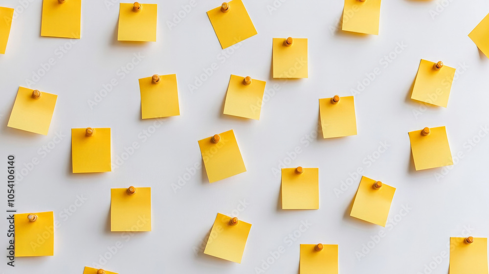 © siripimon2525 - Collection of Yellow Sticky Notes on a White Surface