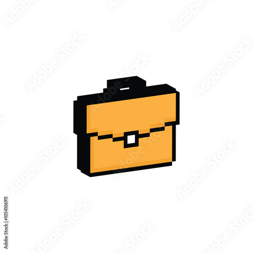 isometric pixel briefcase icon. Vector pixel art briefcase 8 bit logo for game