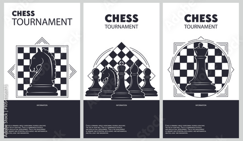 Vector illustration about chess tournament. Flyer design for chess tournament, match, game