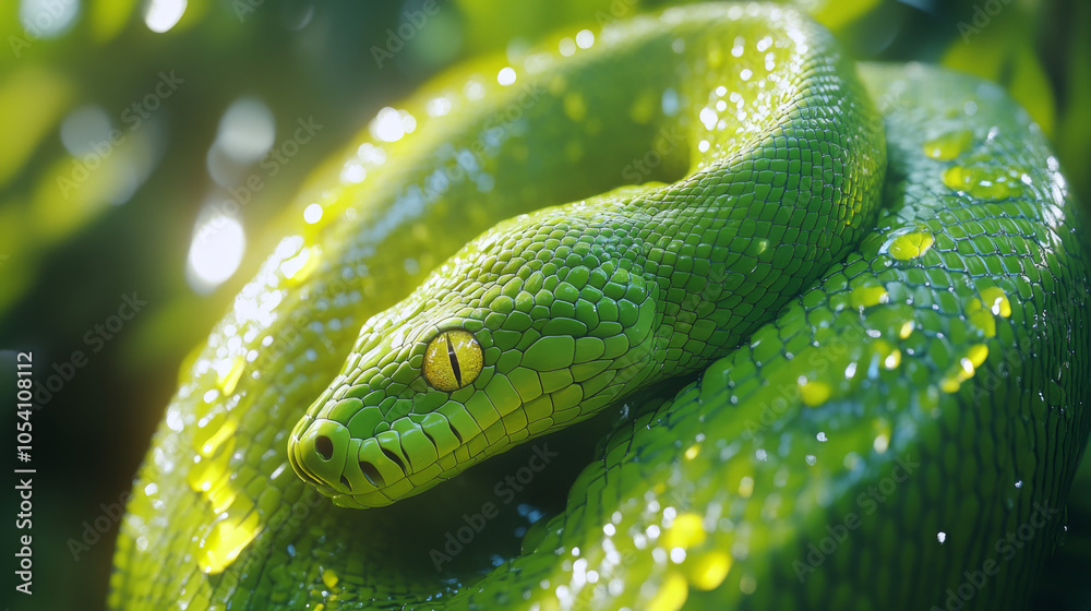 Fototapeta premium A green tree python