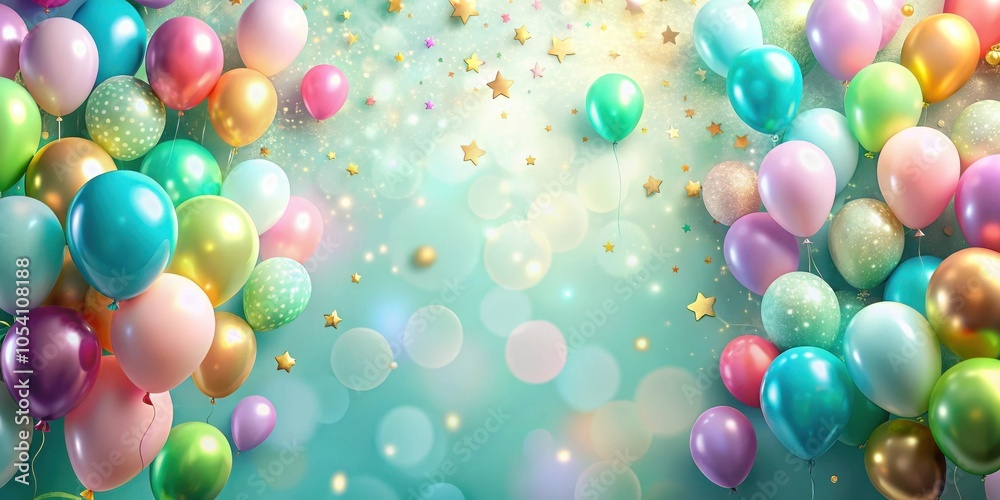 Φωτογραφία A Festive Background with a Cluster of Colorful Balloons Floating Against a Shim