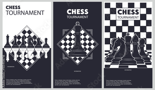 Vector illustration about chess tournament. Flyer design for chess tournament, match, game