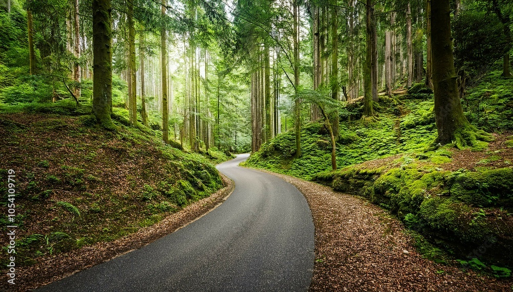 Fototapeta premium Road between forest landscapes