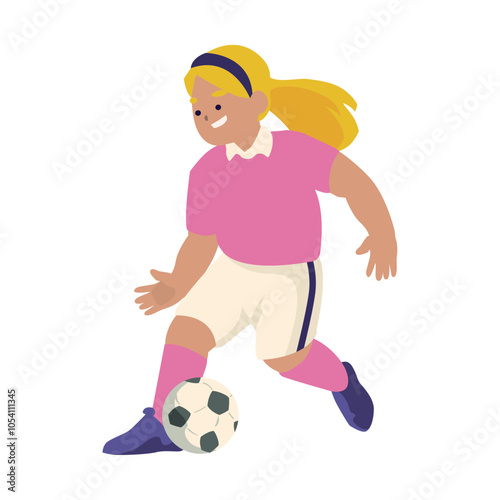 girl cartoon practicing soccer