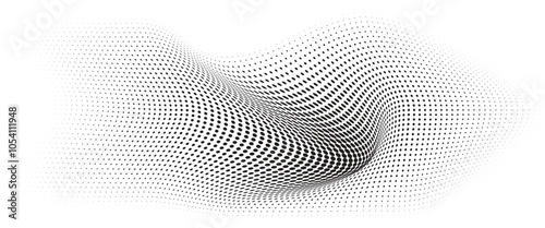 	
Flowing Wave Dot Halftone Pattern: Curve Gradient Shape on Transparent Background. Suitable for AI, Tech, Network, Digital, Science, and Technology Themes.