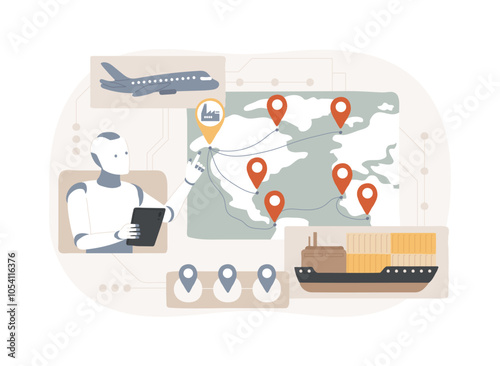 AI-Powered Route Optimization abstract concept vector illustration.