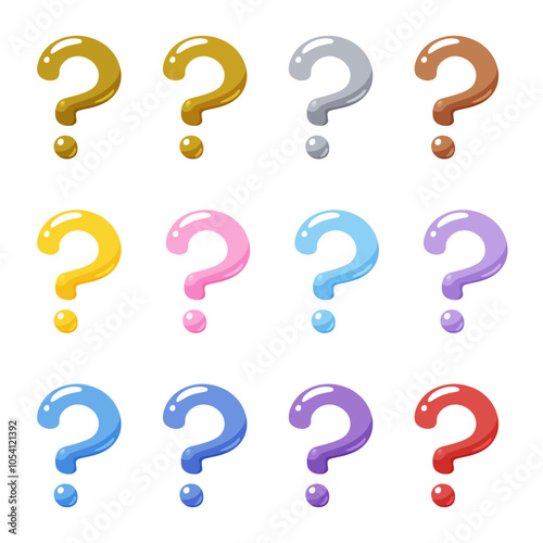立体的なかわいいはてなマークのイラスト素材セット
