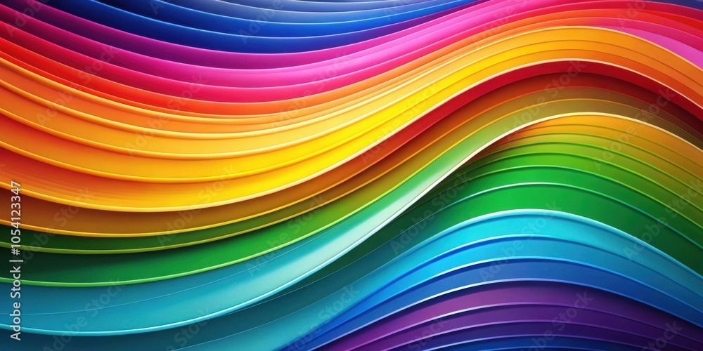 Obraz premium A vibrant rainbow spectrum of curved lines, each a unique shade, creating a dynamic abstract design.