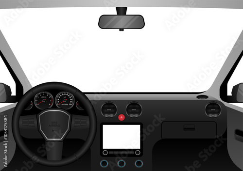 Car Display Screen for Map Application or GPS Navigation System. Vector Illustration. 