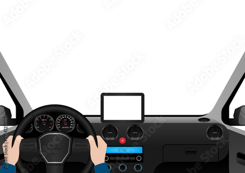 Car Display Screen for Map Application or GPS Navigation System. Vector Illustration. 