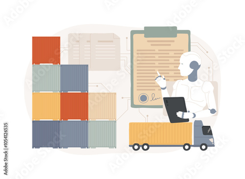 AI-Streamlined Customs and Trade abstract concept vector illustration.