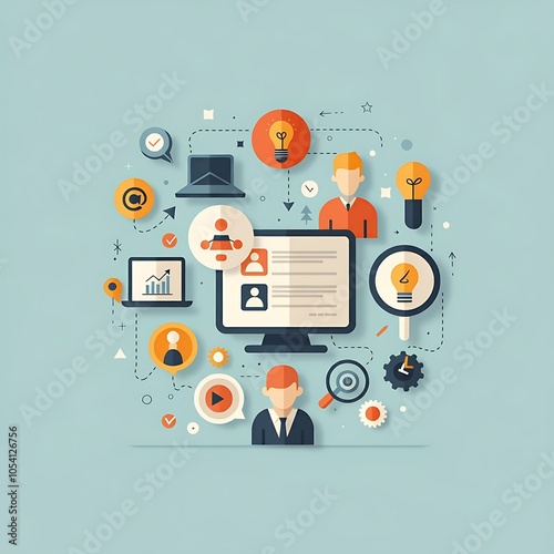 Wallpaper Mural Flat illustration design business communication concept Torontodigital.ca