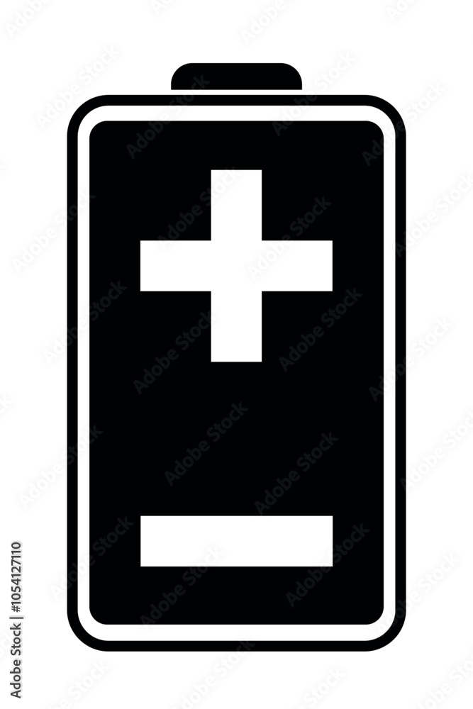 Fototapeta premium Battery charging vector icon. Charge level indicator. Black and white illustration.