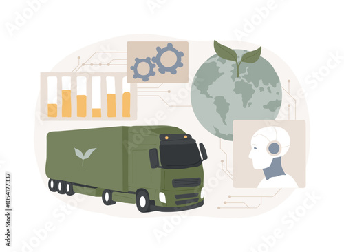 AI-Analyzed Sustainability in Transportation abstract concept vector illustration.