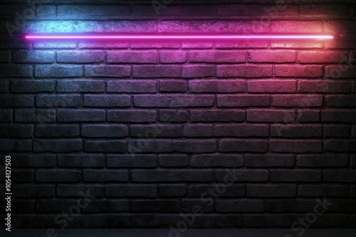 Neon Lights on a Brick Wall - Abstract Urban Background